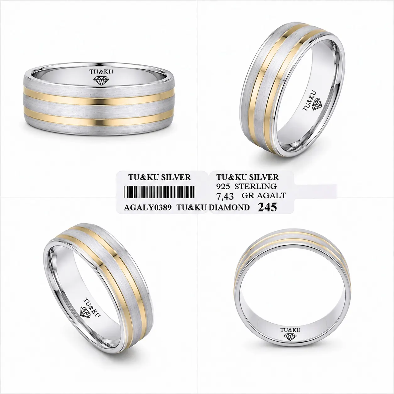 Aşkın Sembolü 0389 Gümüşün zarafeti, altın tonlarının sıcaklığı ve zamansız çizgiler… TU&KU SILVER.