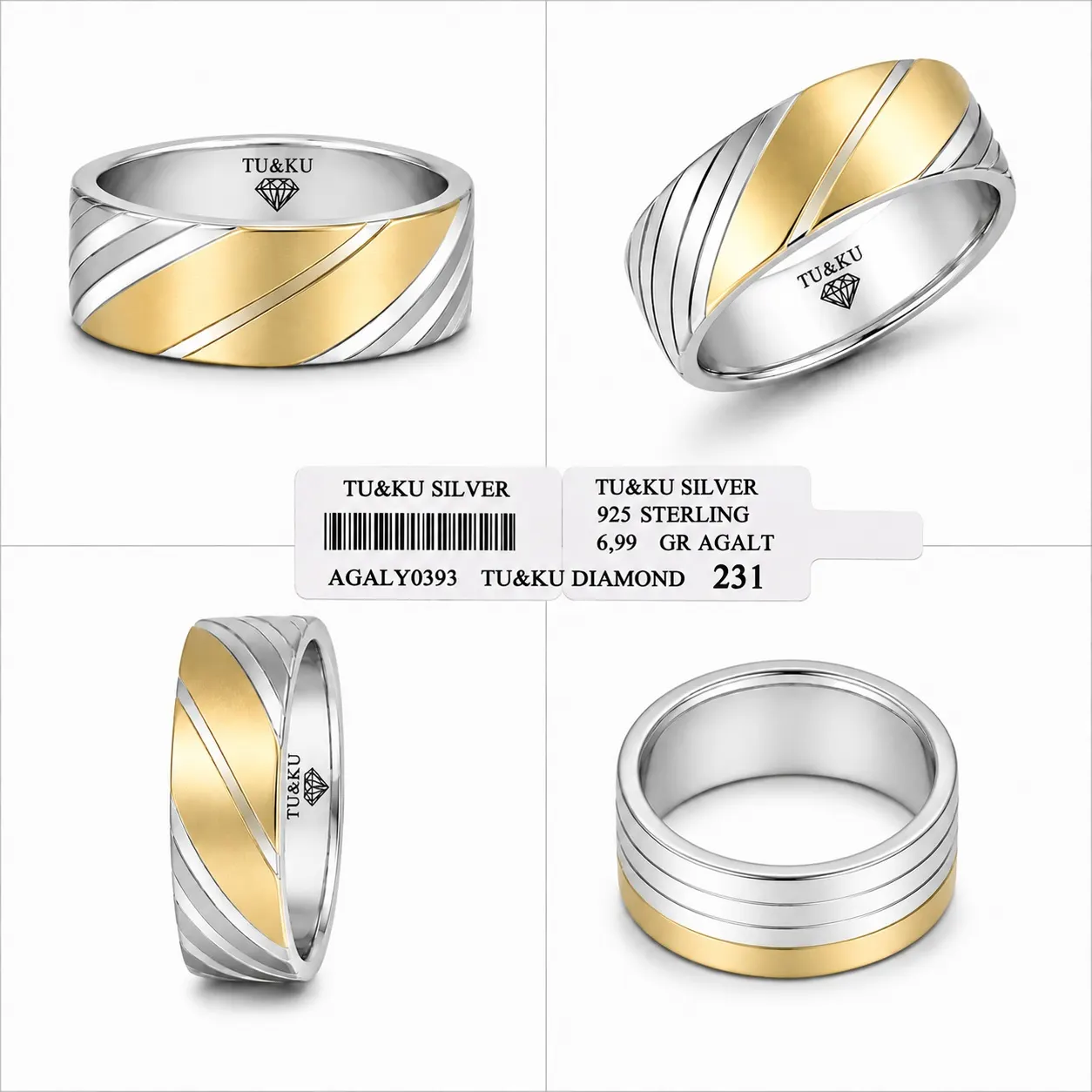 Aşkın Simgesi 0393 Gümüşün zarafeti, altının sıcaklığı ve çizgilerin güçlü karakteri… TU&KU SILVER.