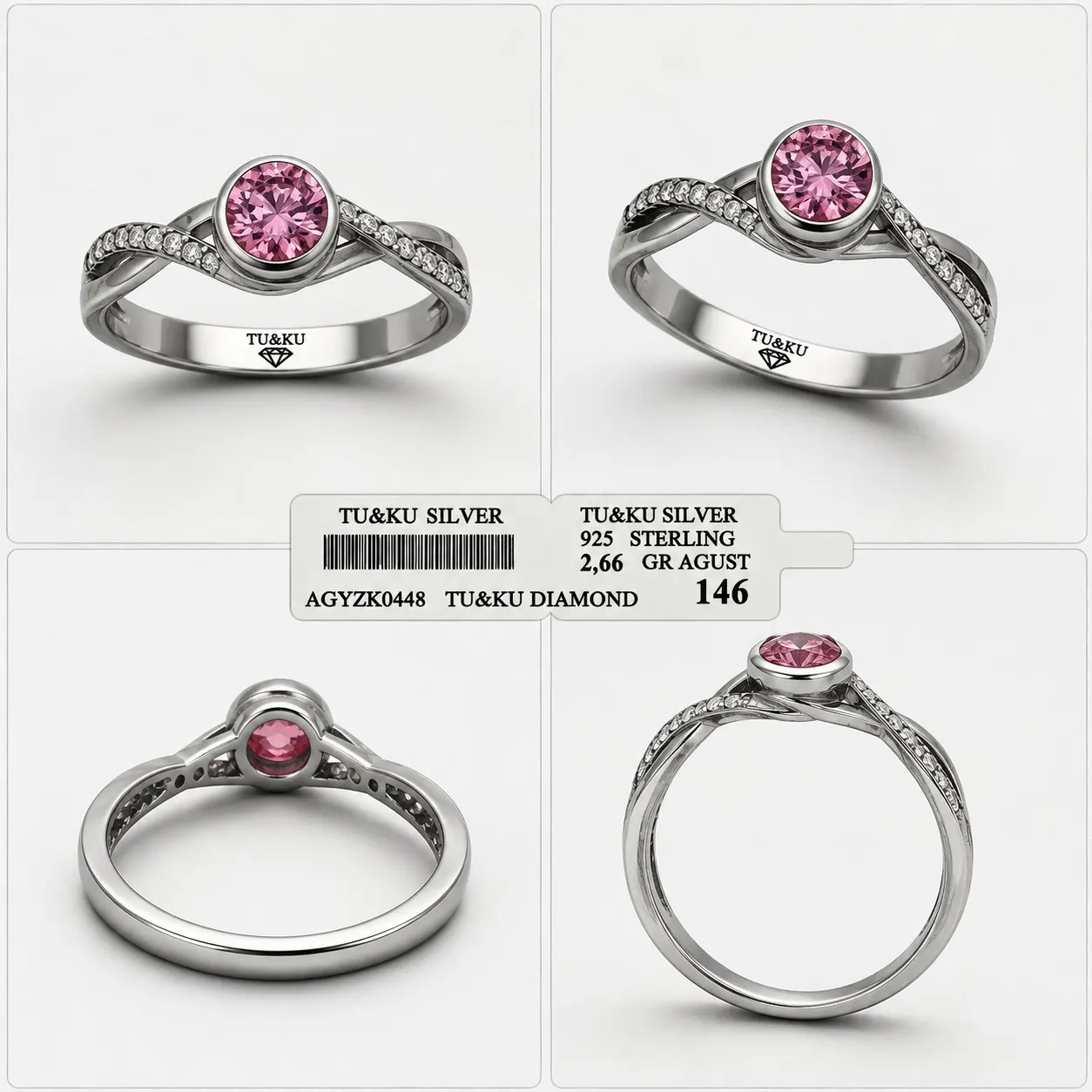 Signed by Tugba 0448 Pembe taşın zarif ışıltısı, TU&KU SILVER’ın modern tasarımıyla buluşuyor. 